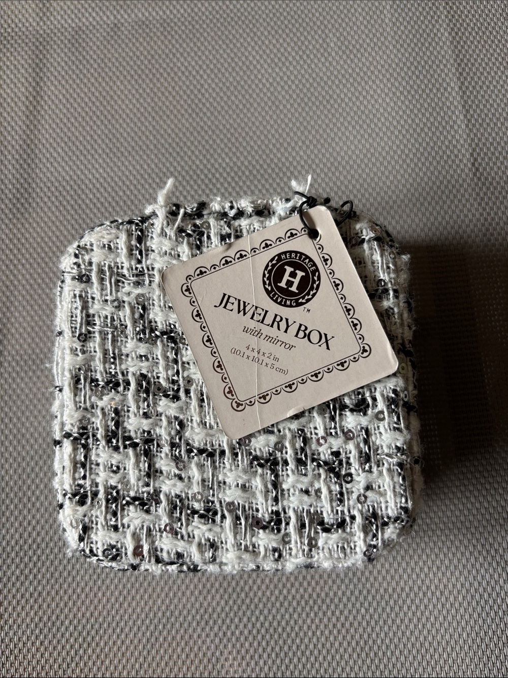 Heritage White and Black Tweed Mini Jewelry Box